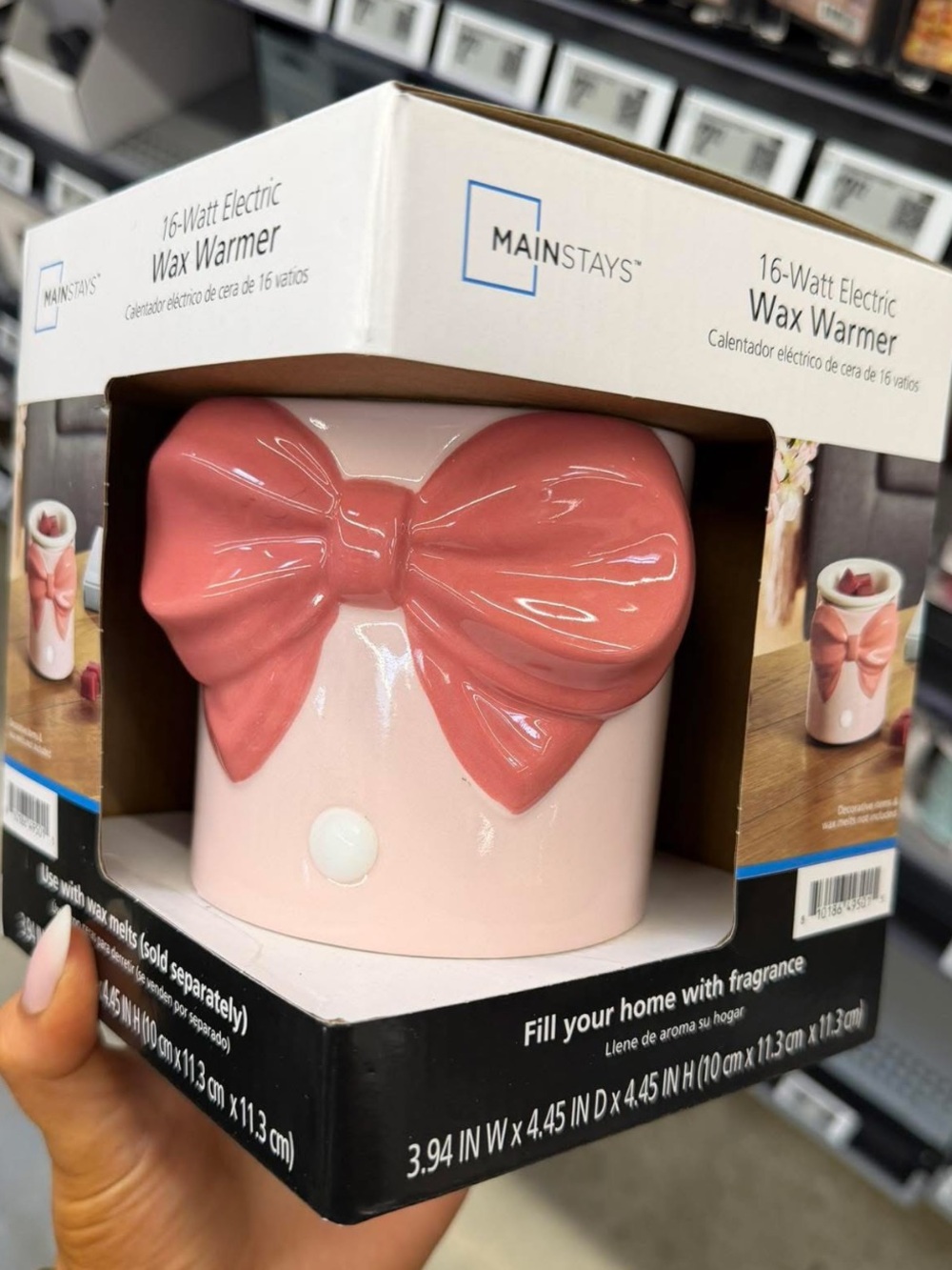 Mainstays pink bow ceramic wax melt warmer NIB